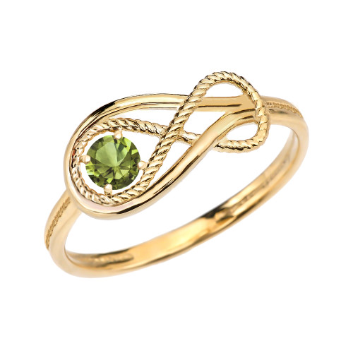 Peridot Rope Infinity Yellow Gold Ring