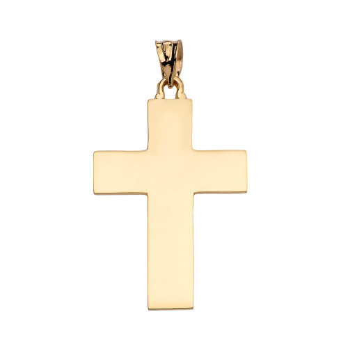 High Polish Elegant Cross Yellow Gold Pendant Necklace
