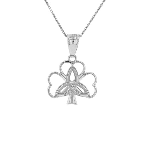 Sterling Silver Triquetra Irish Celtic Clover Pendant Necklace