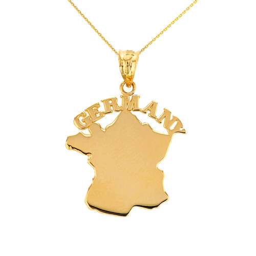 Solid Yellow Gold Germany Pendant Necklace