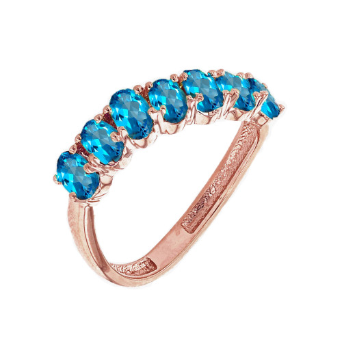 Rose Gold Wavy Stackable Blue Topaz Ring