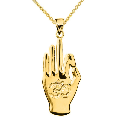 Yellow Gold Stay Calm OHM Hand
