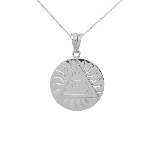 Sterling Silver Illuminati All Seeing Eye of Providence Circle Pendant Necklace