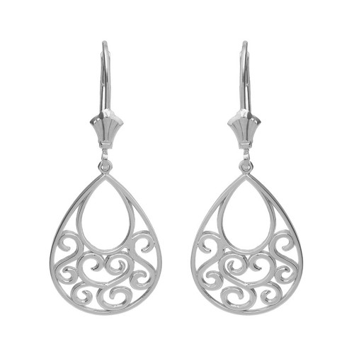 Sterling Silver Filigree Teardrop Tree of Life Heart Drop Earring Set