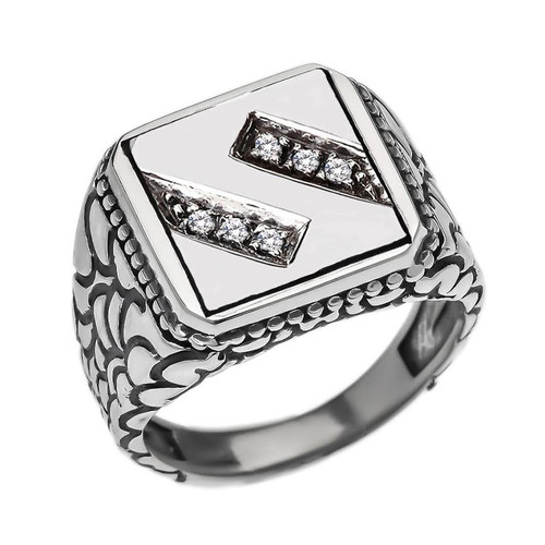 Sterling Silver Men's Initial "S" Ring