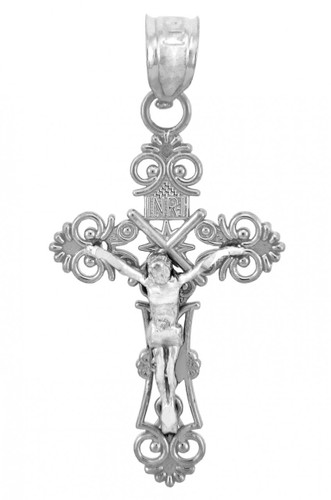 White Gold Crucifix Pendant -  Radiance Crucifix