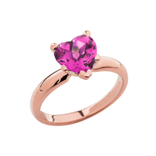 Rose Gold Solitaire Alexandrite (LCAL) Heart Engagement Ring