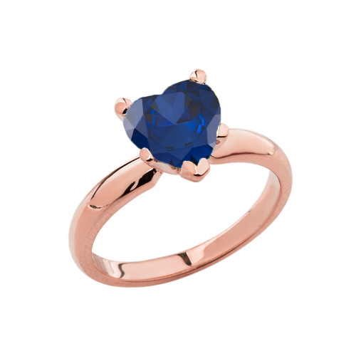 Rose Gold Solitaire Sapphire (LCS) Heart Engagement Ring