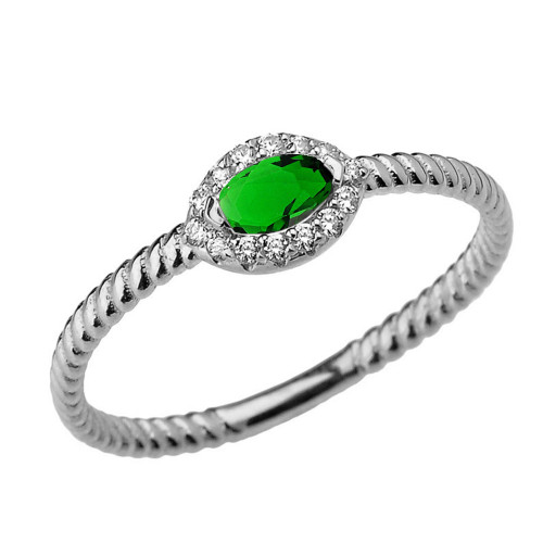 White  Gold  Diamond and Emerald (LCE)  SOLITAIRE RING