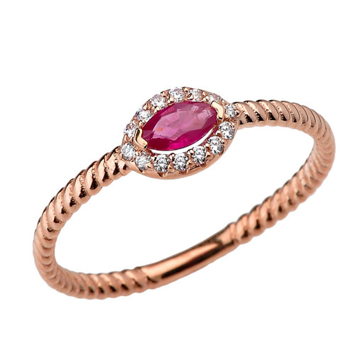 Rose Gold  Diamond and Ruby  SOLITAIRE RING