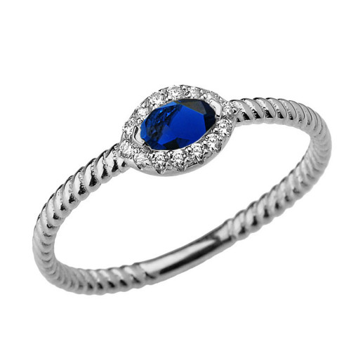 White Gold  Diamond and Sapphire SOLITAIRE RING