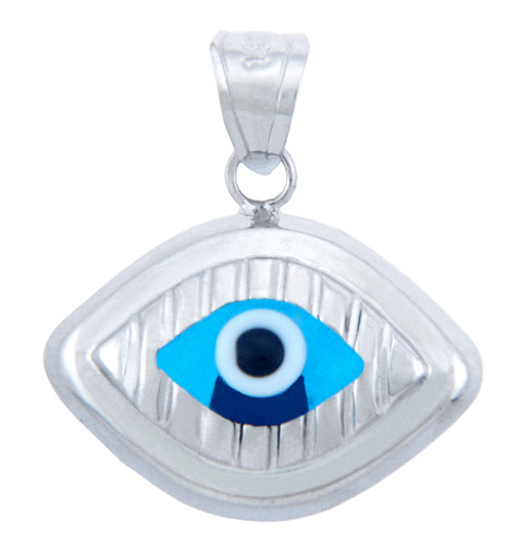 Bright Blue Evil Eye in 14K White Gold