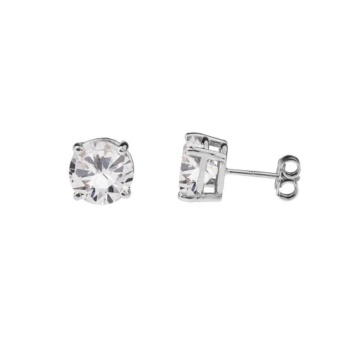 10K White Gold  April Birthstone Cubic Zirconia  (CZ) Earrings