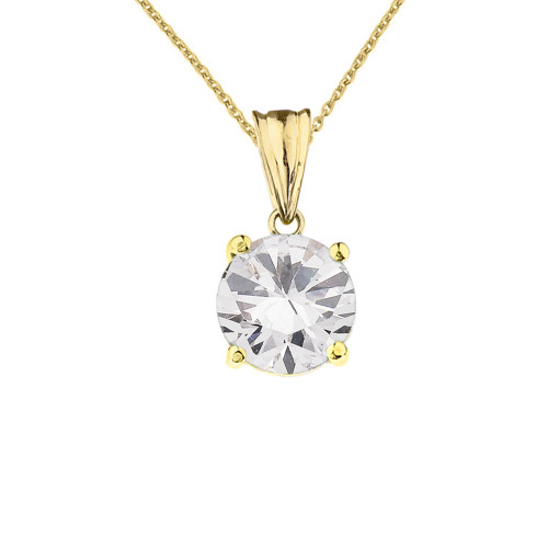 10K Yellow Gold April  Birthstone Cubic Zirconia (CZ) Pendant Necklace