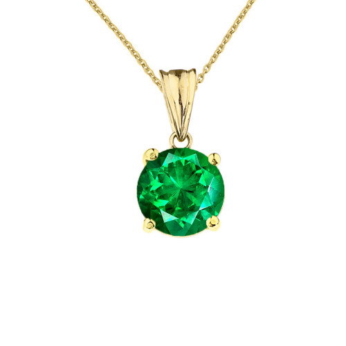 10K Yellow Gold May Birthstone Emerald (LCE)  Pendant Necklace