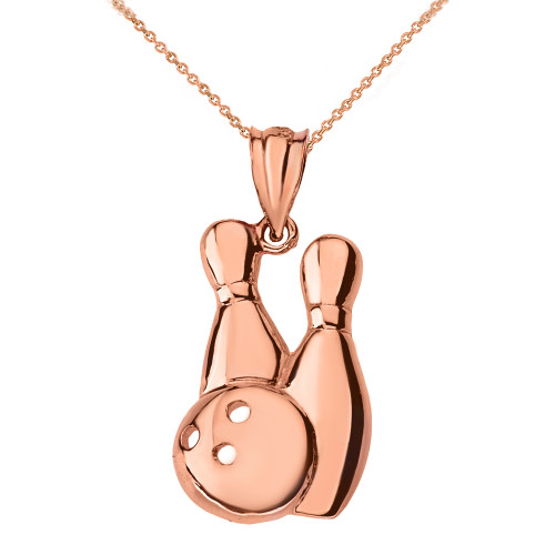 Solid Rose Gold Bowling Pendant Necklace