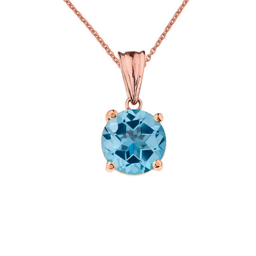10K Rose Gold December Birthstone Blue Topaz (LCBT) Pendant Necklace
