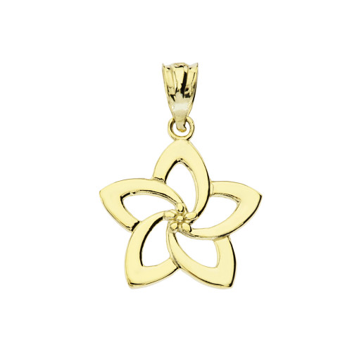 Yellow Gold Flower Pendant Necklace