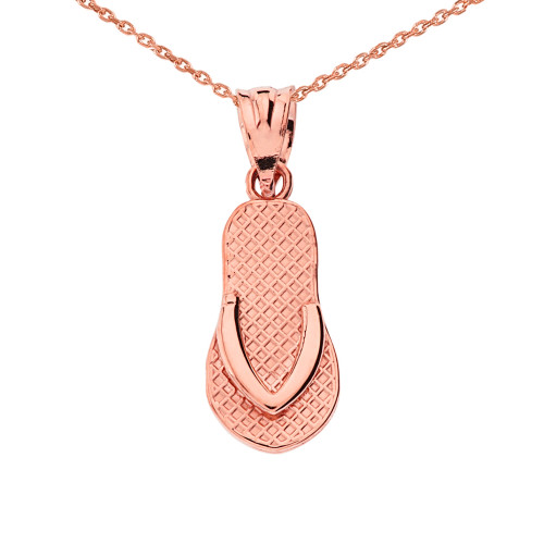 Rose Gold Textured Flip Flop Pendant Necklace