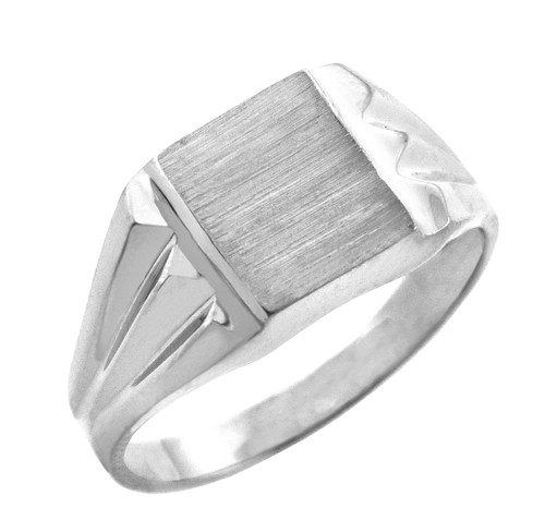 The Frank Solid White Gold Signet Ring