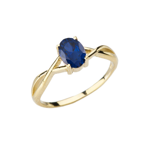 Dainty Yellow Gold Infinity Design Sapphire (LCS) Solitaire Ring