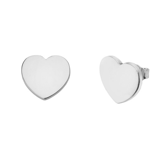 Solid White Gold Simple Heart Earrings