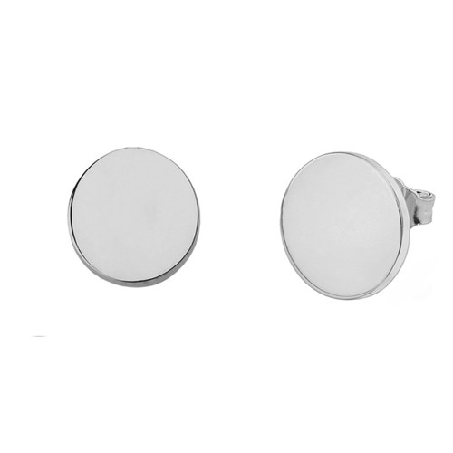 Solid White Gold Simple Round Earrings