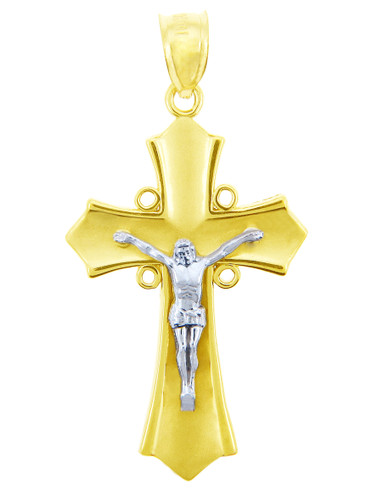 Two Tone Gold Crucifix Pendant - The Majestic Crucifix