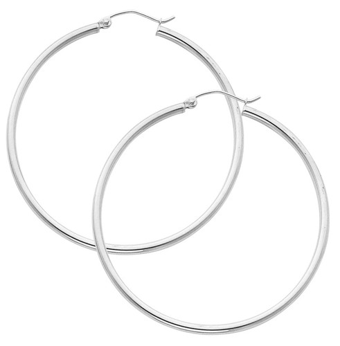 White Gold Hoop Earring -2.5 Inches