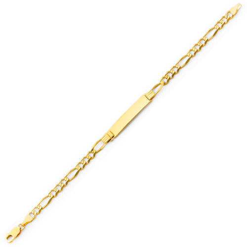Men`s  Yellow Gold ID Figaro Bracelet- 8.0 Inches