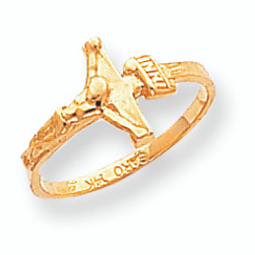 14K Polished Gold Crucifix Baby Ring