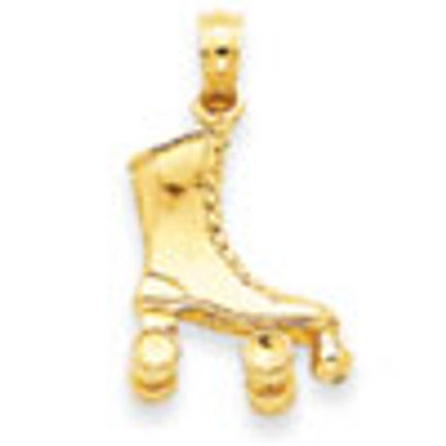 14K 3-D Roller Skate Pendant