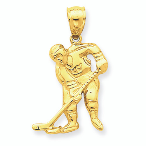 14K Gold Hockey Player Pendant