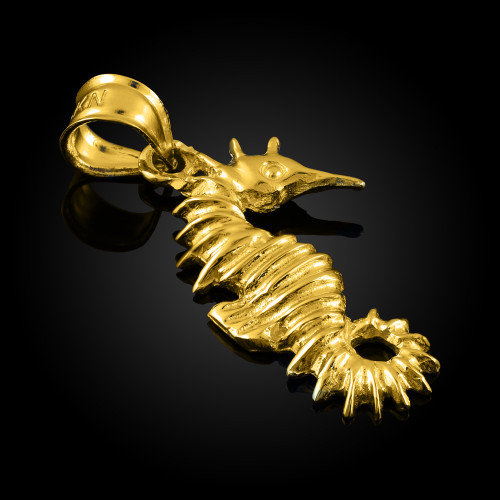 Gold Heavy Seahorse Pendant