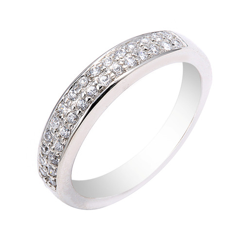 14K White Gold Diamond Wedding Band