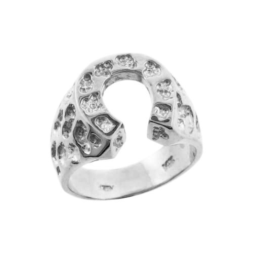 White Gold Horse Shoe Nugget Ring