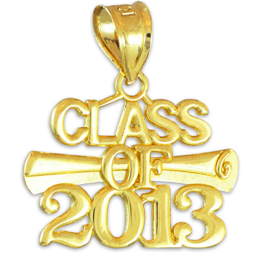 "CLASS OF 2013" Graduation Gold Charm Pendant