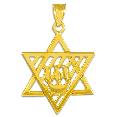 Yellow Gold Flaming  Star of David