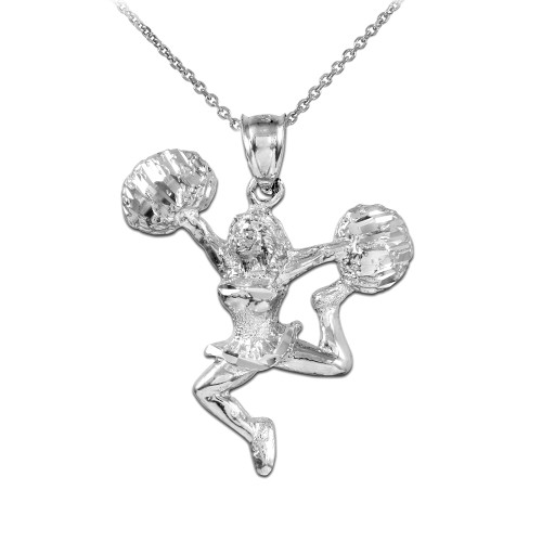 Cheerleader Pom Pom Silver Pendant Necklace