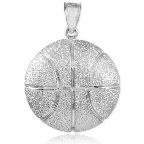 White Gold Basketball Sports Pendant