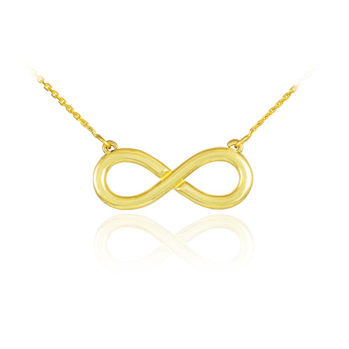 14K Polished Solid Gold Infinity Pendant Necklace