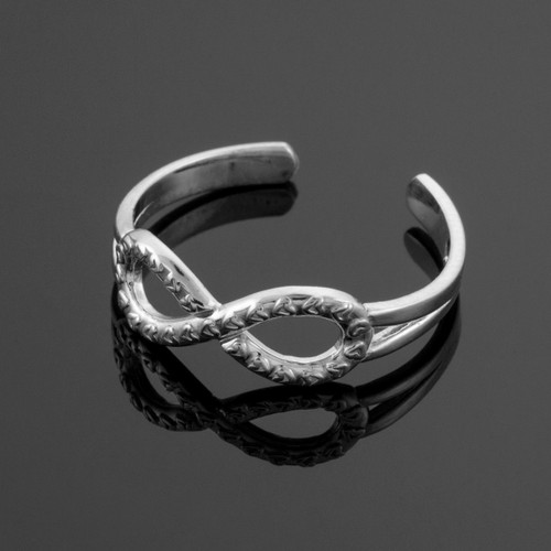 Sterling Silver Infinity Toe Ring with Hearts Texture