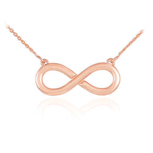 14K Polished Solid Rose Gold Infinity Pendant Necklace