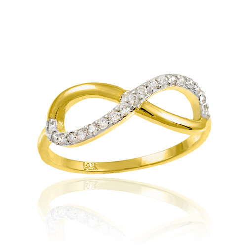 Gold Infinity Ring with Diamonds