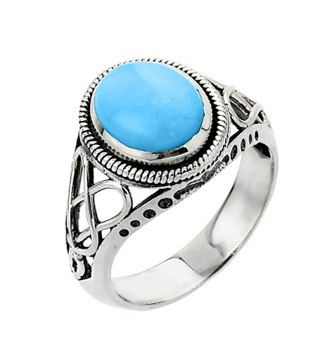 White Gold Trinity Knot Turquoise Ring