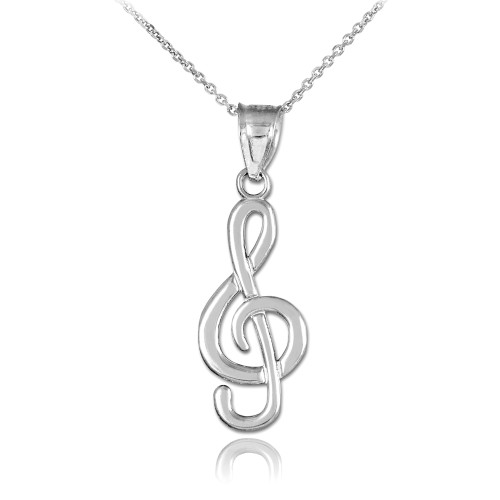 Silver Treble Clef Pendant Necklace