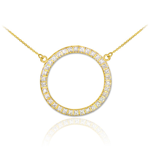 14K Gold Eternity Circle of Life CZ Necklace