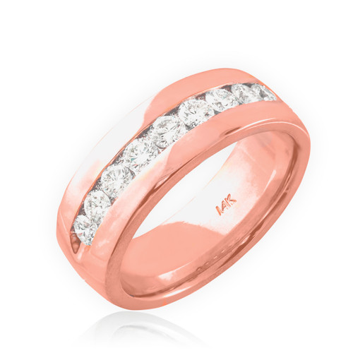 14K Rose Gold Women's Diamond Wedding Band 6mm