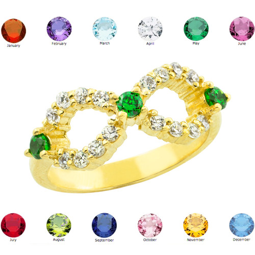 Gold Infinity Birthstone CZ Ring