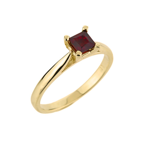 10k Gold Ladies Princess Cut Garnet Ring